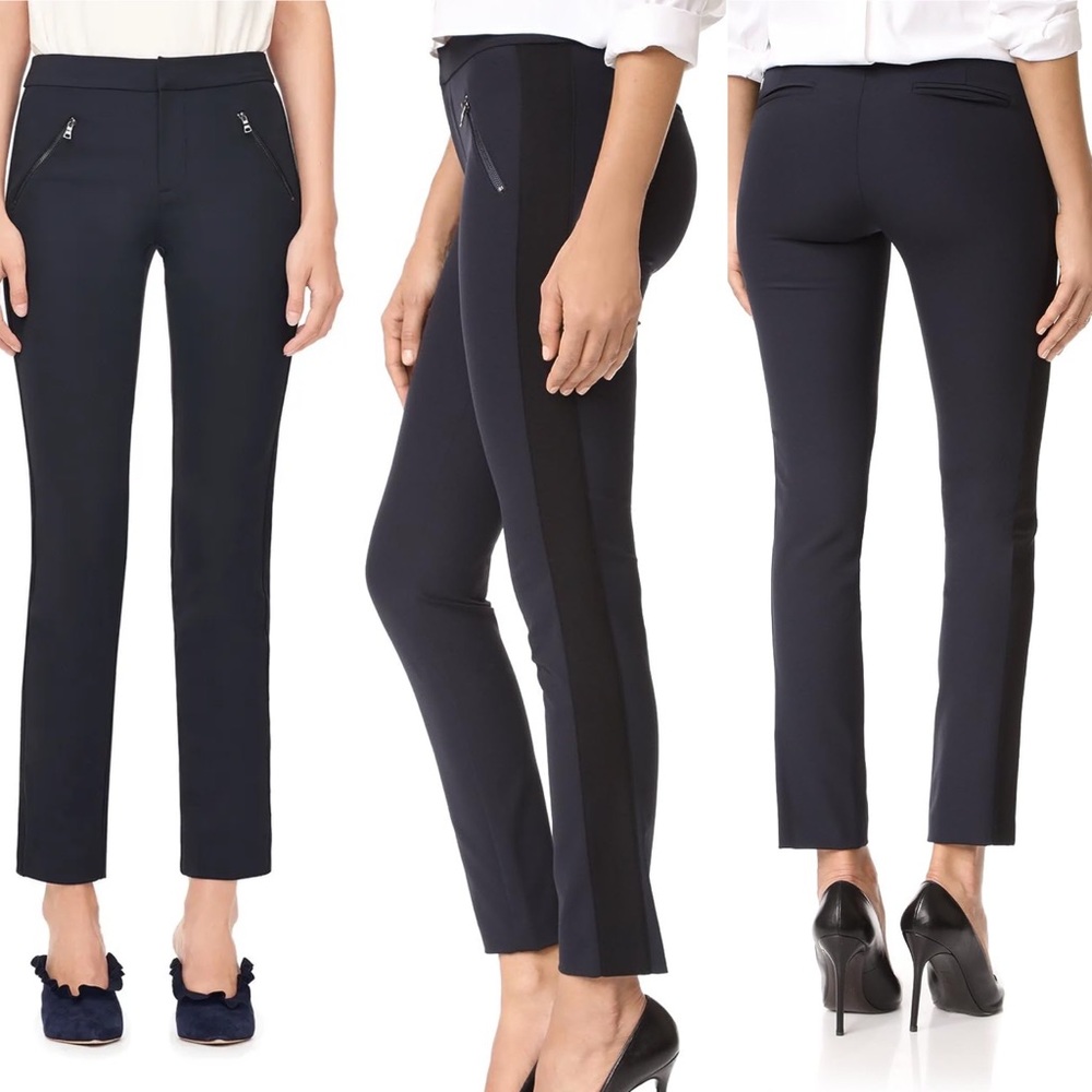 ✅SOLD✅ Rebecca Taylor Ava Techy Ankle Pant Navy With Contrast Tuxedo Stripe